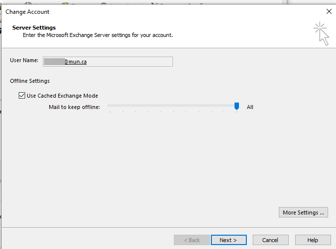 An image of Outlook's advanced settings set all the way to cache all
